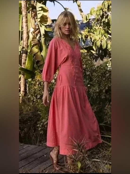 Free People Dresses & Skirts - Free People Endless Summer On The Move Midi Dress small Wrap Pink Hibiscus coral